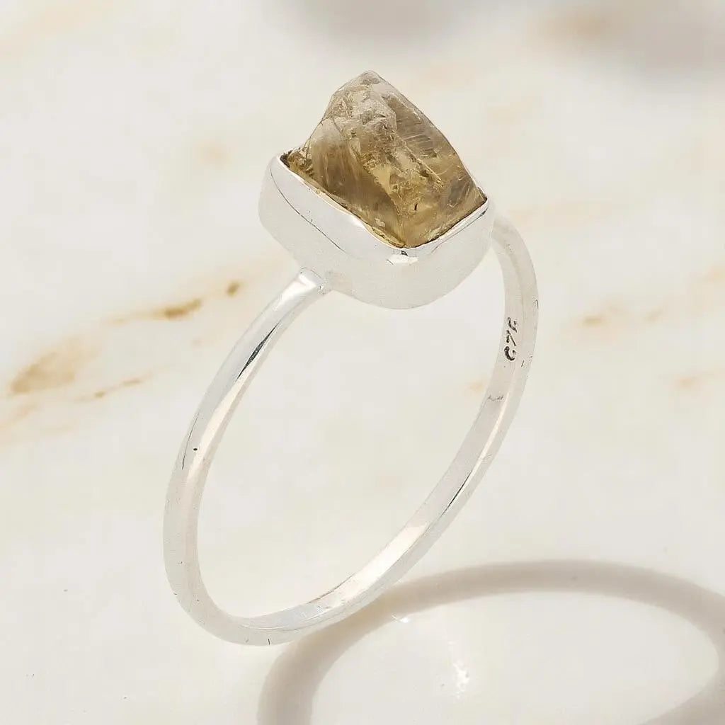 Buy your Rough Citrine Sterling Silver Ring - Golden Glow online now or in store at Forever Gems in Franschhoek, South Africa