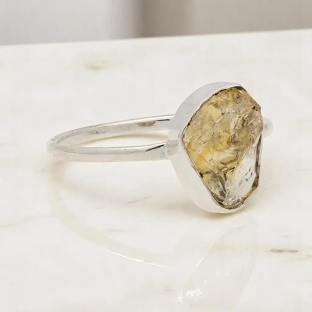 Buy your Rough Citrine Sterling Silver Ring - Golden Glow online now or in store at Forever Gems in Franschhoek, South Africa