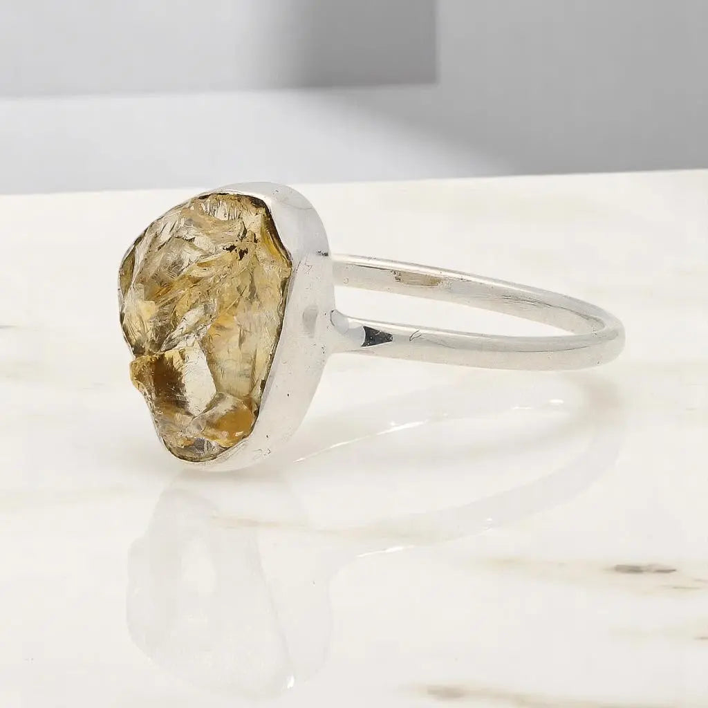 Buy your Rough Citrine Sterling Silver Ring - Golden Glow online now or in store at Forever Gems in Franschhoek, South Africa