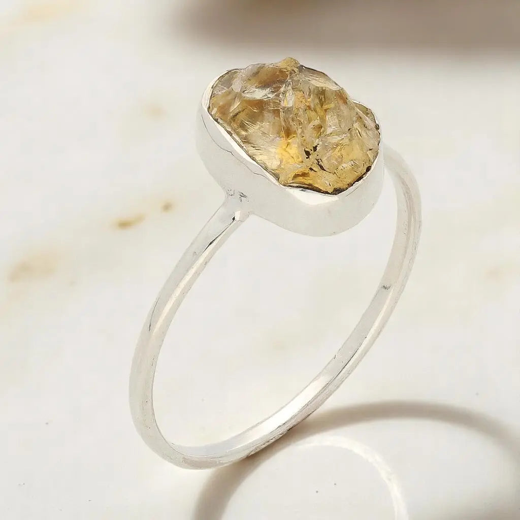 Buy your Rough Citrine Sterling Silver Ring - Golden Glow online now or in store at Forever Gems in Franschhoek, South Africa