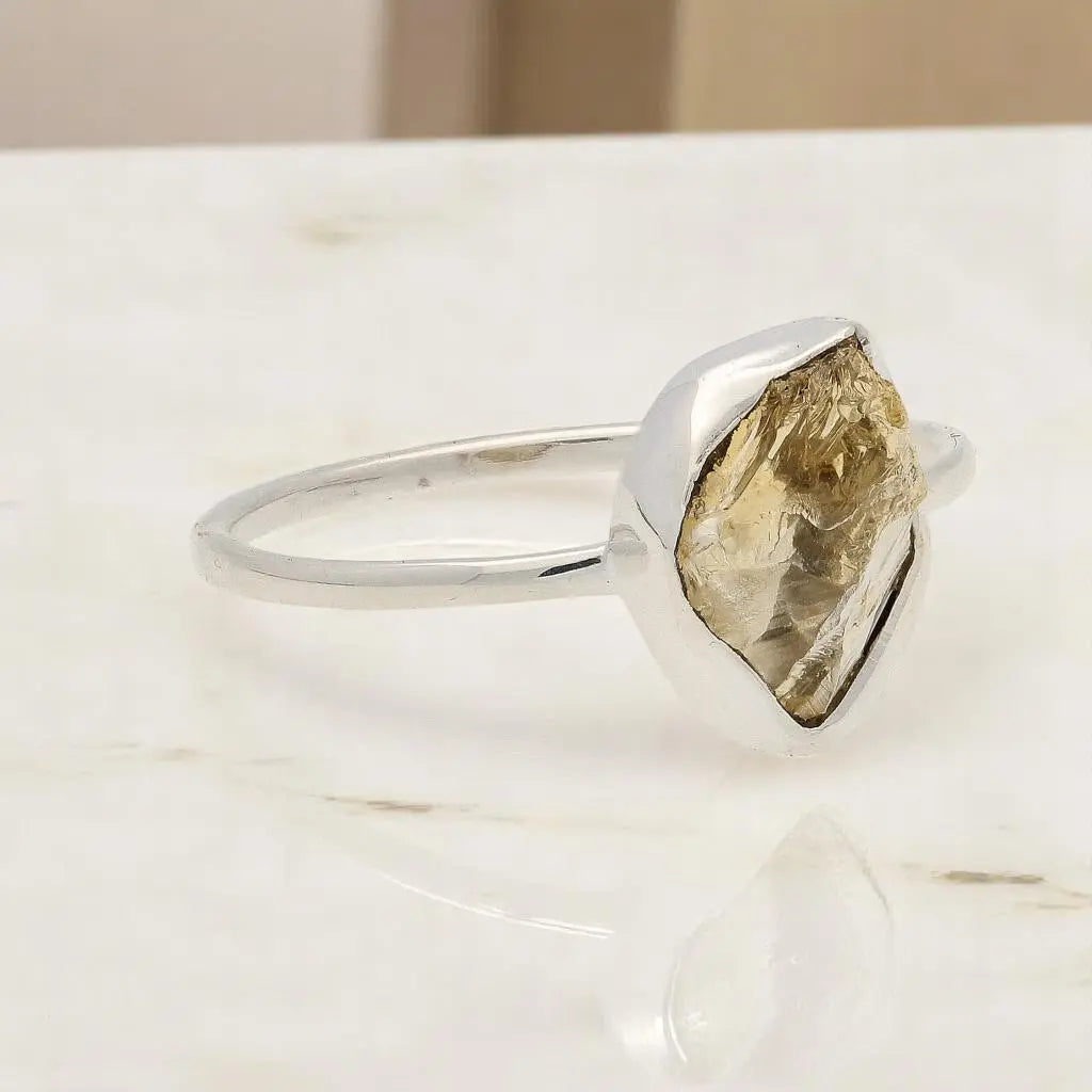 Buy your Rough Citrine Sterling Silver Ring - Golden Glow online now or in store at Forever Gems in Franschhoek, South Africa