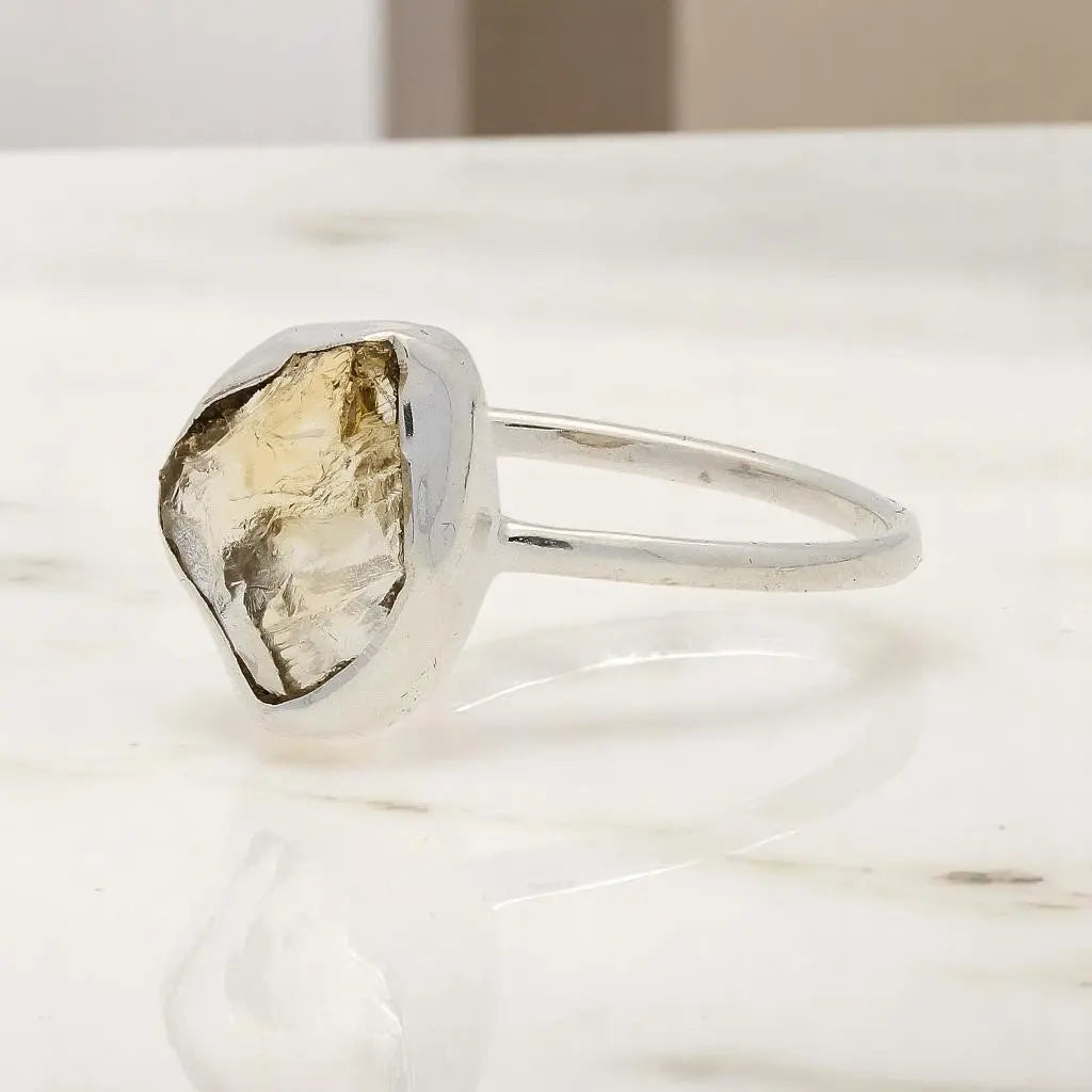 Buy your Rough Citrine Sterling Silver Ring - Golden Glow online now or in store at Forever Gems in Franschhoek, South Africa