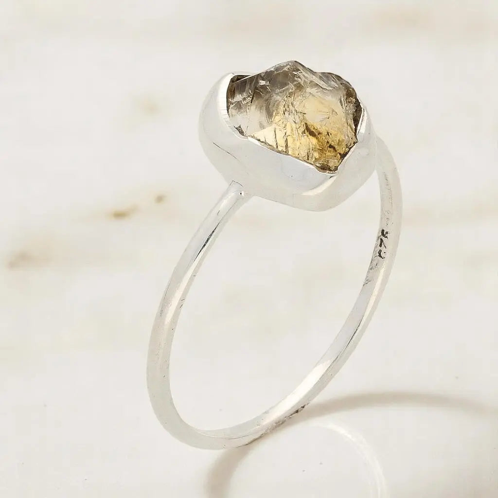 Buy your Rough Citrine Sterling Silver Ring - Golden Glow online now or in store at Forever Gems in Franschhoek, South Africa