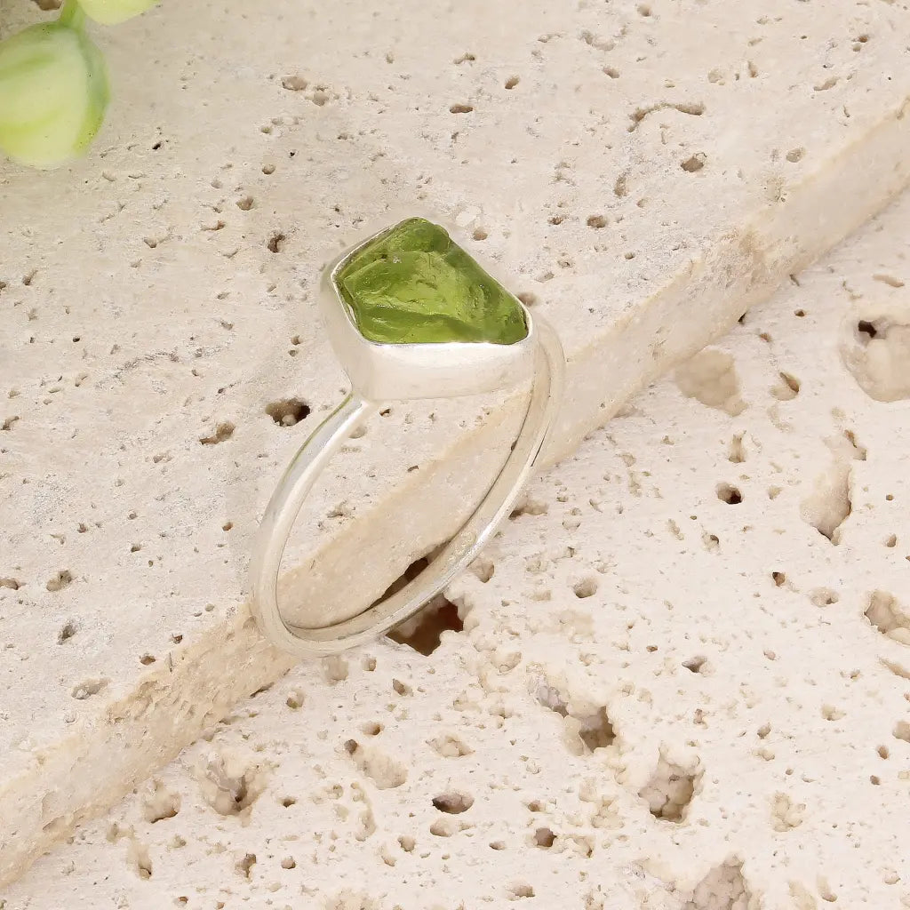 Get your Sterling Silver Natural Rough Peridot Ring online now or in store at Forever Gems in Franschhoek, South Africa