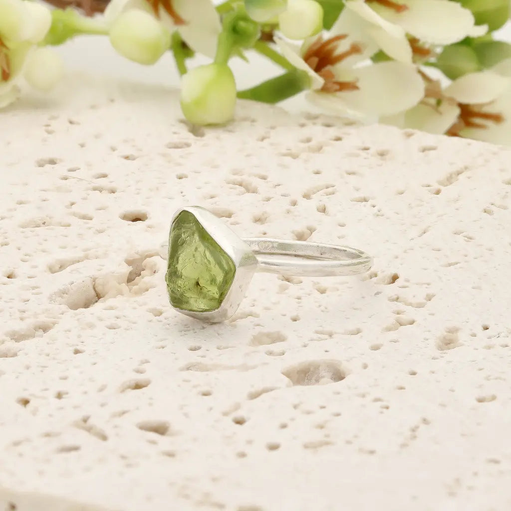 Get your Sterling Silver Natural Rough Peridot Ring online now or in store at Forever Gems in Franschhoek, South Africa