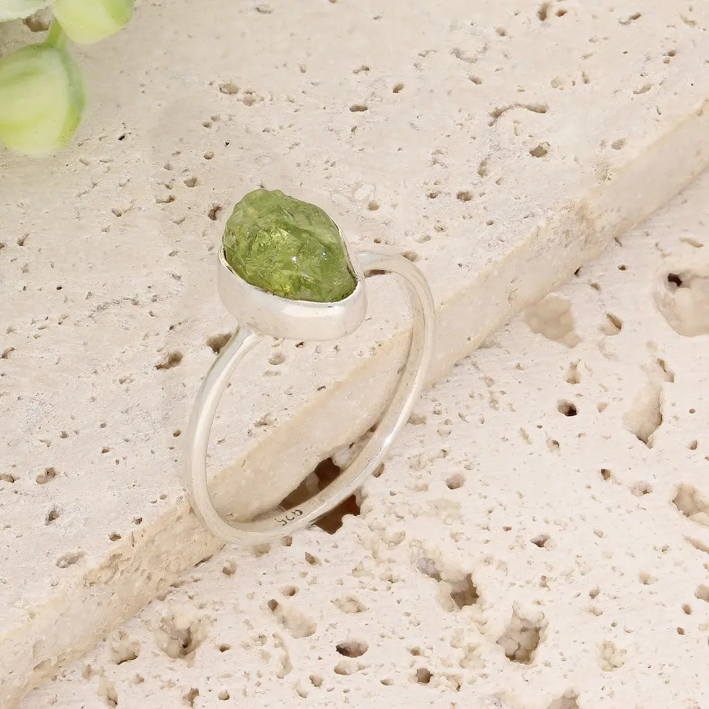 Get your Sterling Silver Natural Rough Peridot Ring online now or in store at Forever Gems in Franschhoek, South Africa