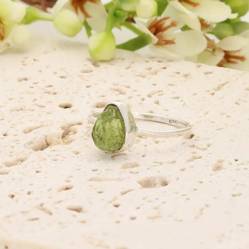Get your Sterling Silver Natural Rough Peridot Ring online now or in store at Forever Gems in Franschhoek, South Africa
