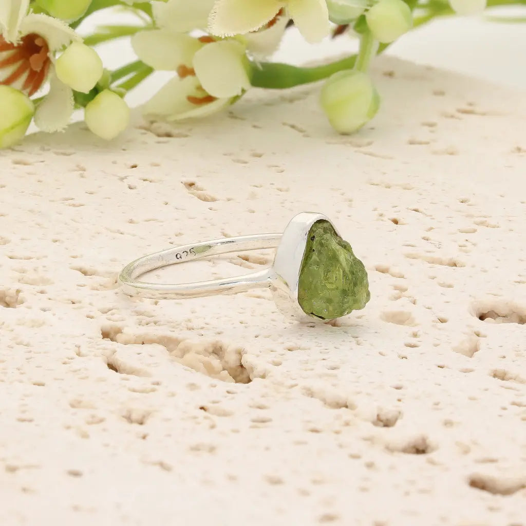 Get your Sterling Silver Natural Rough Peridot Ring online now or in store at Forever Gems in Franschhoek, South Africa
