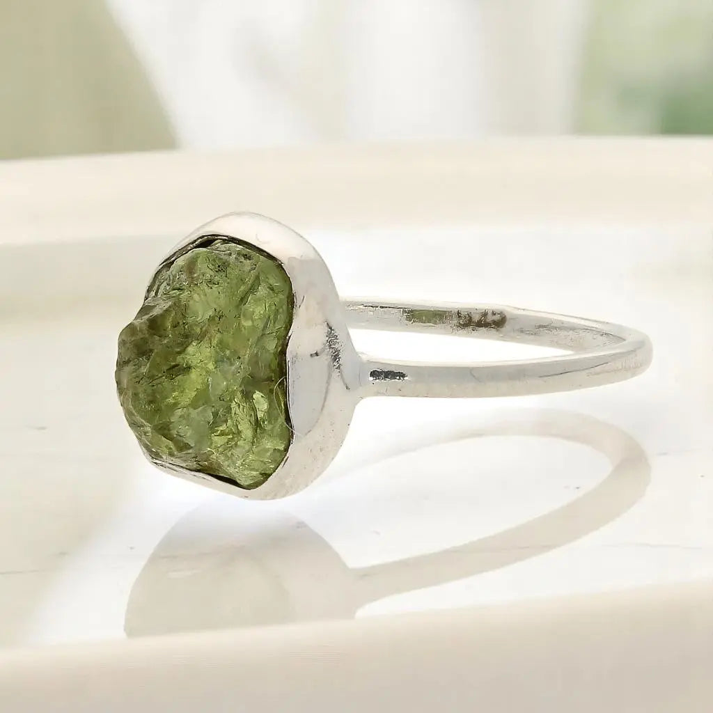 Buy your Rough Peridot Sterling Silver Ring - Green Muse online now or in store at Forever Gems in Franschhoek, South Africa