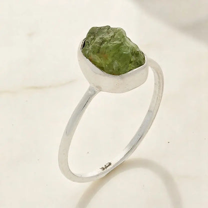 Buy your Rough Peridot Sterling Silver Ring - Green Muse online now or in store at Forever Gems in Franschhoek, South Africa