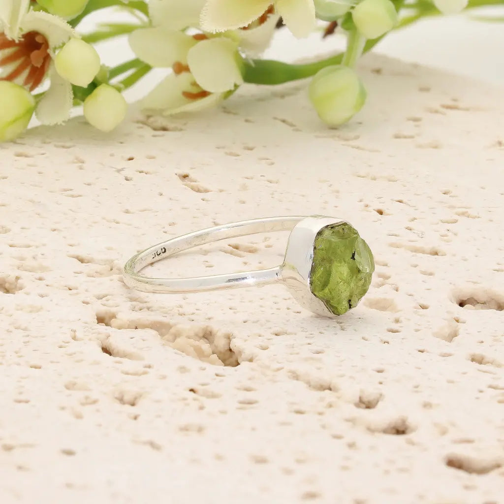Get your Sterling Silver Natural Rough Peridot Ring online now or in store at Forever Gems in Franschhoek, South Africa