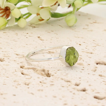 Get your Sterling Silver Natural Rough Peridot Ring online now or in store at Forever Gems in Franschhoek, South Africa