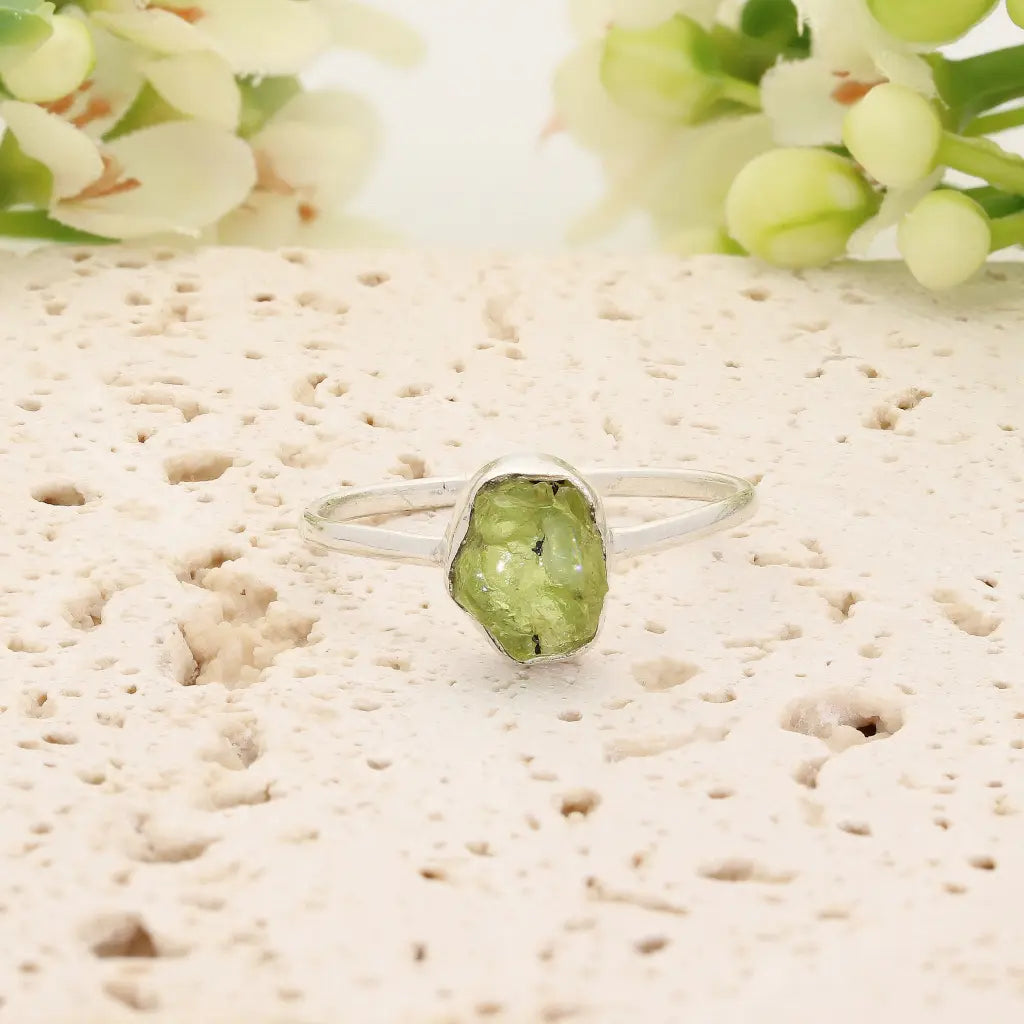 Get your Sterling Silver Natural Rough Peridot Ring online now or in store at Forever Gems in Franschhoek, South Africa