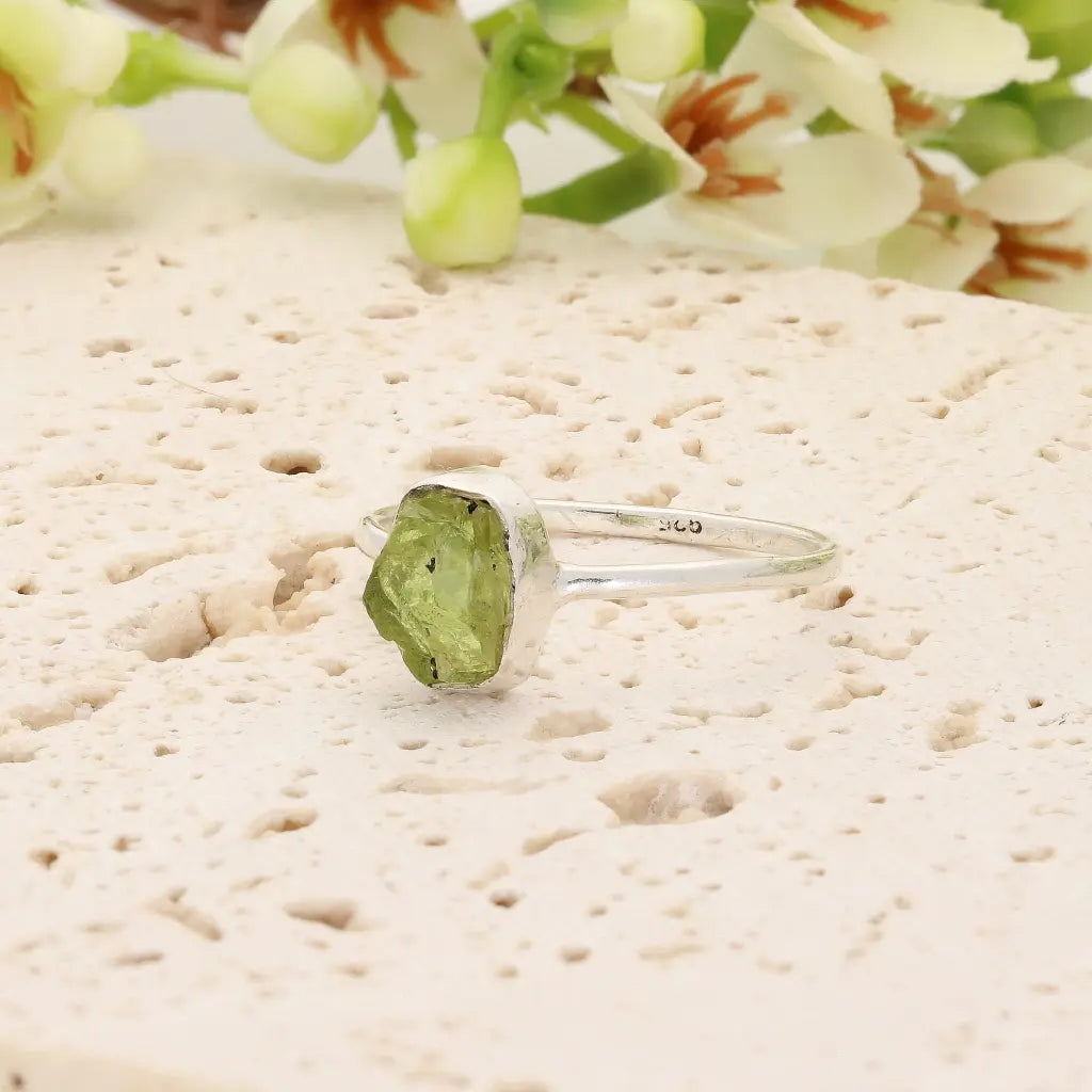 Get your Sterling Silver Natural Rough Peridot Ring online now or in store at Forever Gems in Franschhoek, South Africa