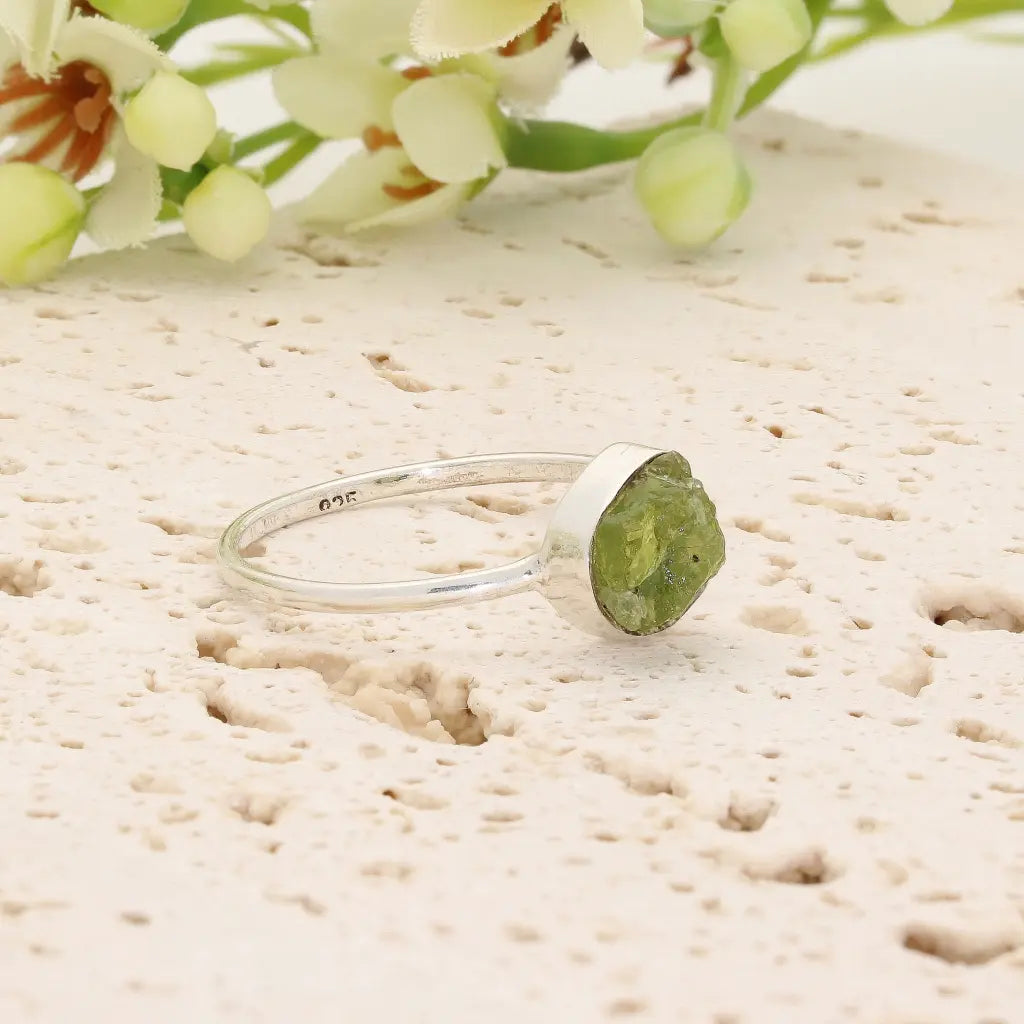 Get your Sterling Silver Natural Rough Peridot Ring online now or in store at Forever Gems in Franschhoek, South Africa