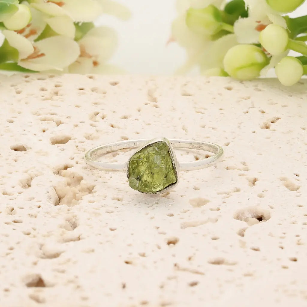 Get your Sterling Silver Natural Rough Peridot Ring online now or in store at Forever Gems in Franschhoek, South Africa