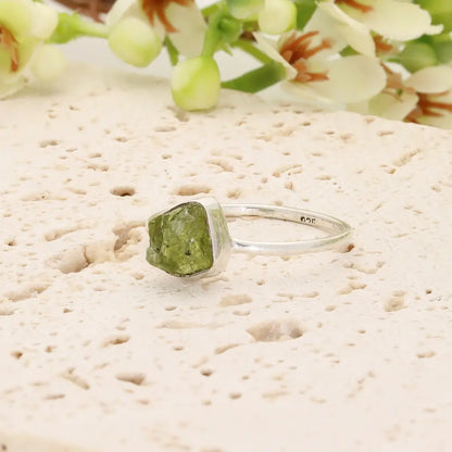 Get your Sterling Silver Natural Rough Peridot Ring online now or in store at Forever Gems in Franschhoek, South Africa