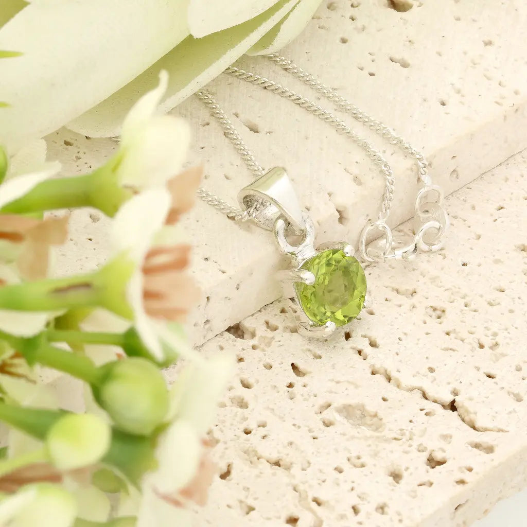Get your Round Peridot Sterling Silver Necklace online now or in store at Forever Gems in Franschhoek, South Africa