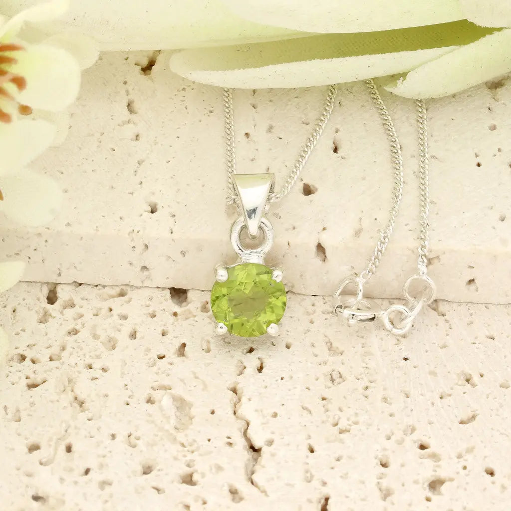 Get your Round Peridot Sterling Silver Necklace online now or in store at Forever Gems in Franschhoek, South Africa