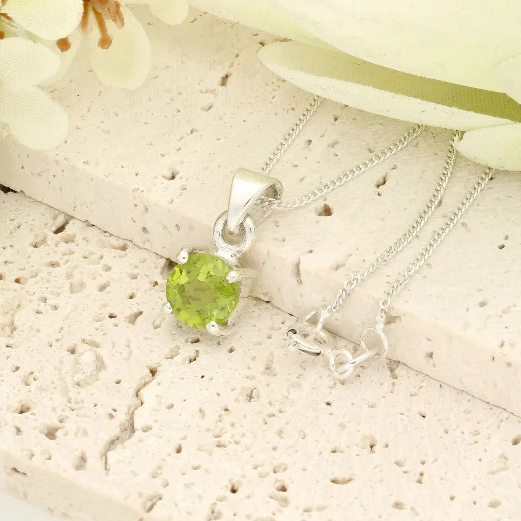 Get your Round Peridot Sterling Silver Necklace online now or in store at Forever Gems in Franschhoek, South Africa