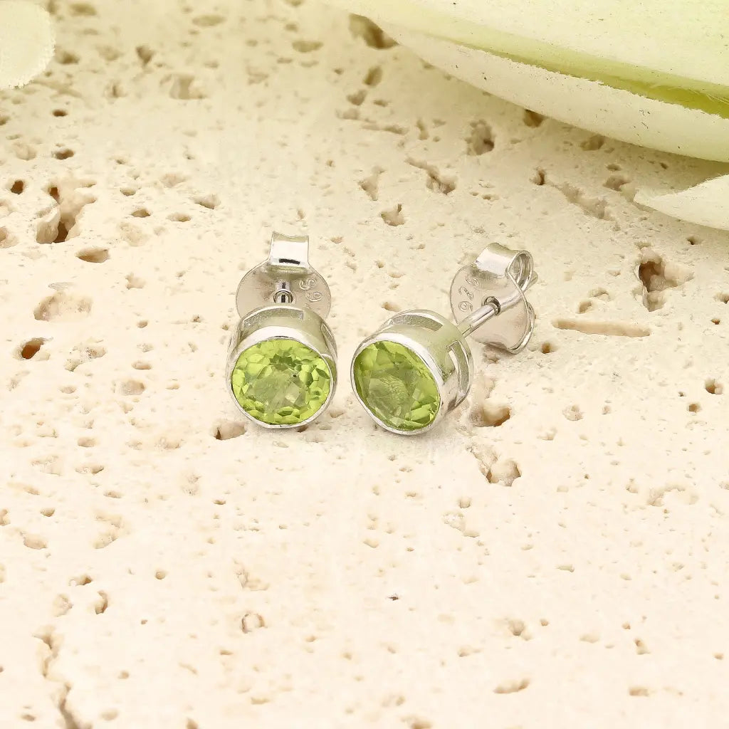 Get your Round Natural Peridot Stud Earrings in Sterling Silver online now or in store at Forever Gems in Franschhoek, South Africa
