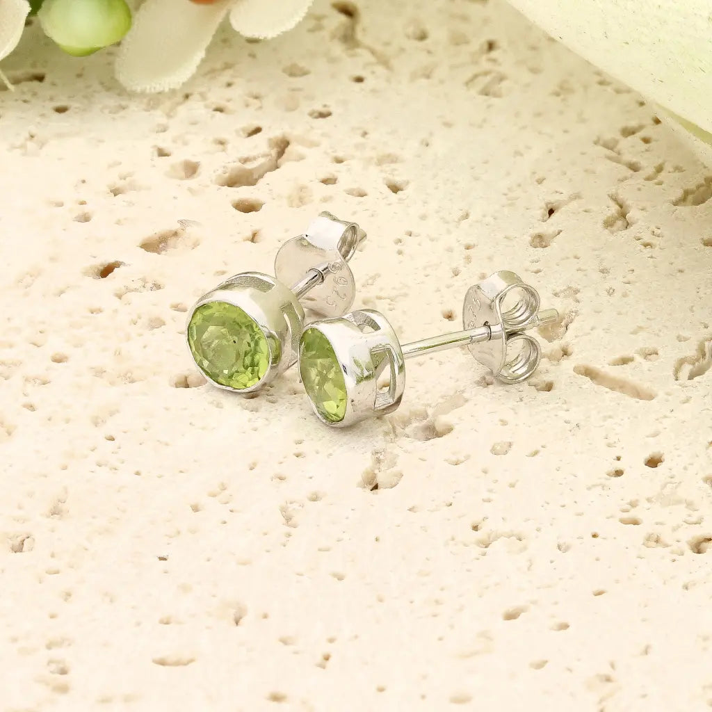 Get your Round Natural Peridot Stud Earrings in Sterling Silver online now or in store at Forever Gems in Franschhoek, South Africa