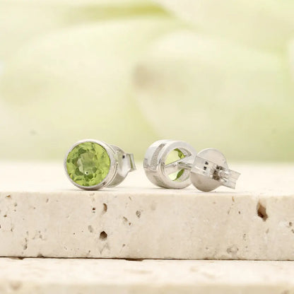 Get your Round Natural Peridot Stud Earrings in Sterling Silver online now or in store at Forever Gems in Franschhoek, South Africa
