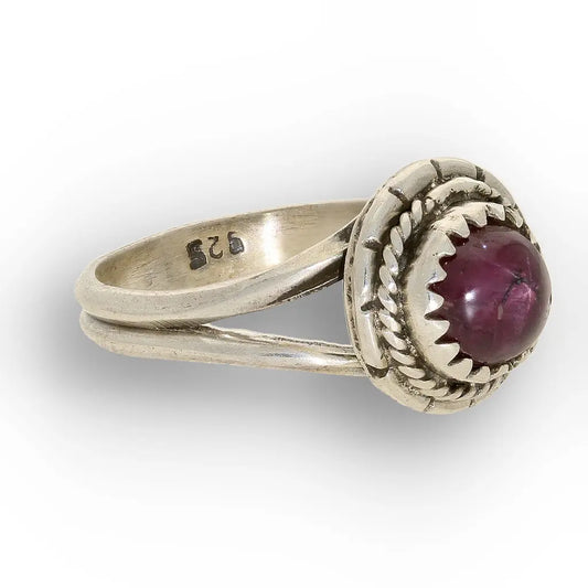 Natural Star Ruby Cabochon Sterling Silver Ring