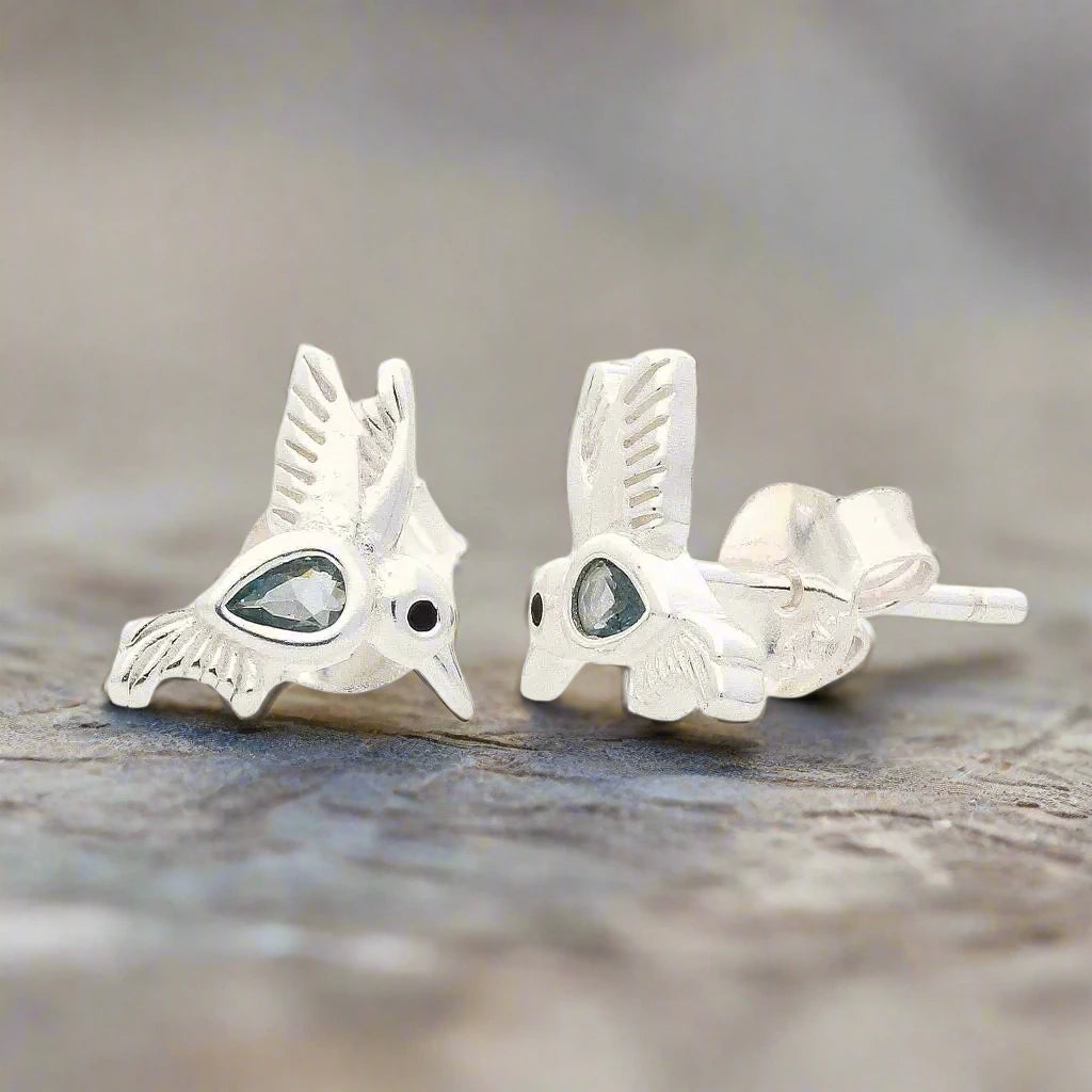 Buy your Blue Skies & Tiny Wings - Sterling Silver Hummingbird Earrings online now or in store at Forever Gems in Franschhoek, South Africa