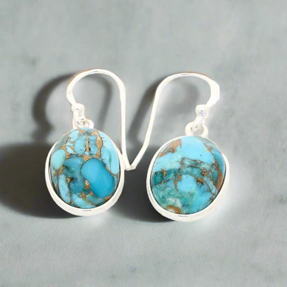 Buy your Blue Skies & Golden Veins - Sterling Silver Copper Turquoise Drops online now or in store at Forever Gems in Franschhoek, South Africa