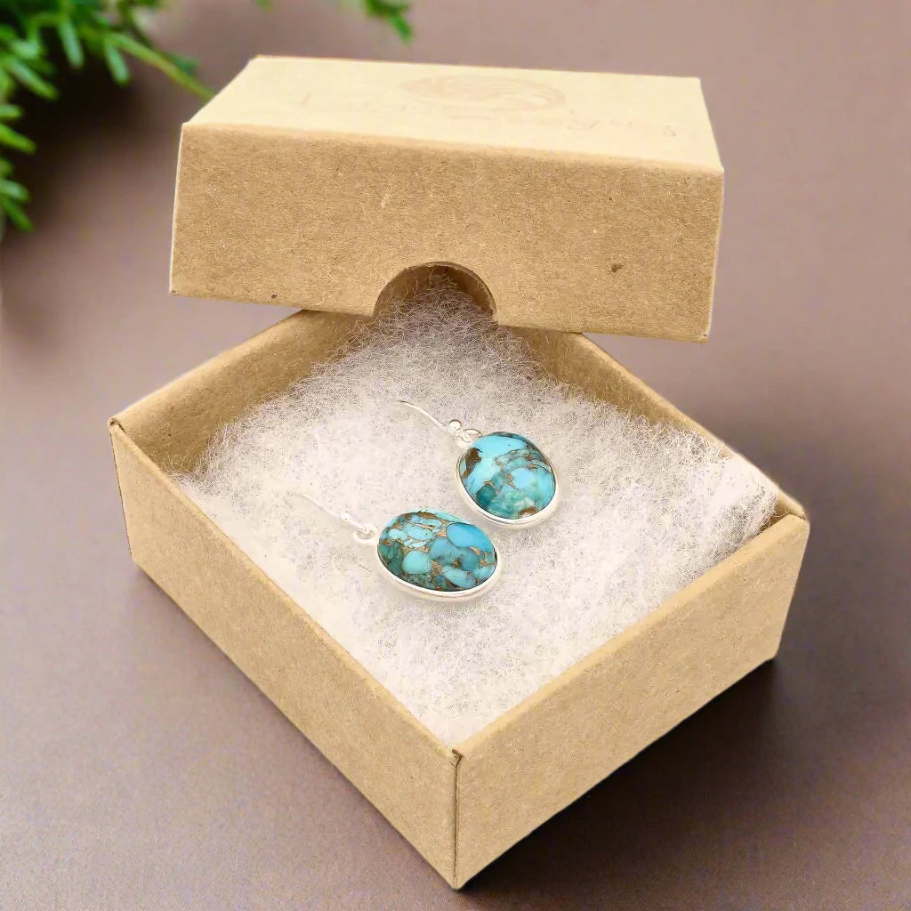 Buy your Blue Skies & Golden Veins - Sterling Silver Copper Turquoise Drops online now or in store at Forever Gems in Franschhoek, South Africa