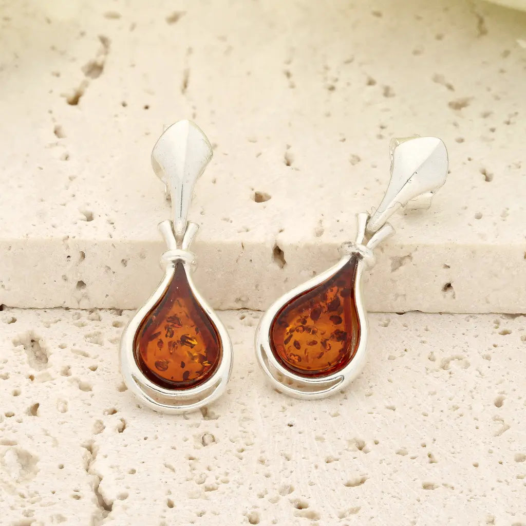Get your Natural Amber Drop Earrings in Sterling Silver online now or in store at Forever Gems in Franschhoek, South Africa
