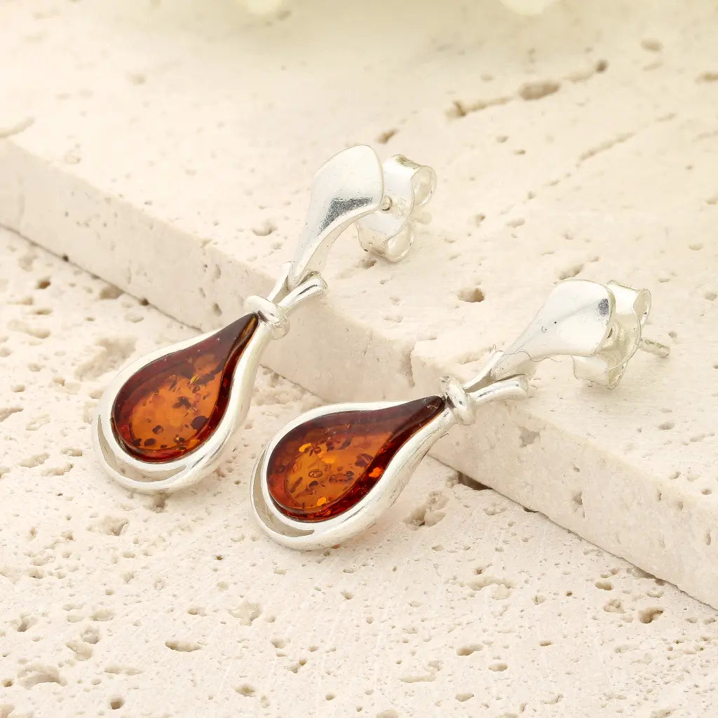 Get your Natural Amber Drop Earrings in Sterling Silver online now or in store at Forever Gems in Franschhoek, South Africa