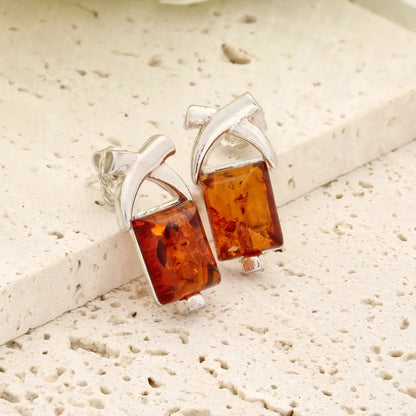 Get your Natural Amber Square Earrings in Sterling Silver online now or in store at Forever Gems in Franschhoek, South Africa