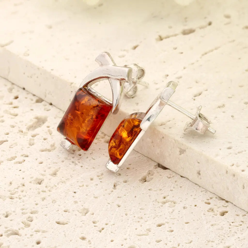 Get your Natural Amber Square Earrings in Sterling Silver online now or in store at Forever Gems in Franschhoek, South Africa