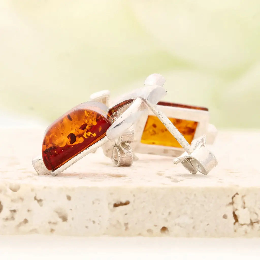 Get your Natural Amber Square Earrings in Sterling Silver online now or in store at Forever Gems in Franschhoek, South Africa