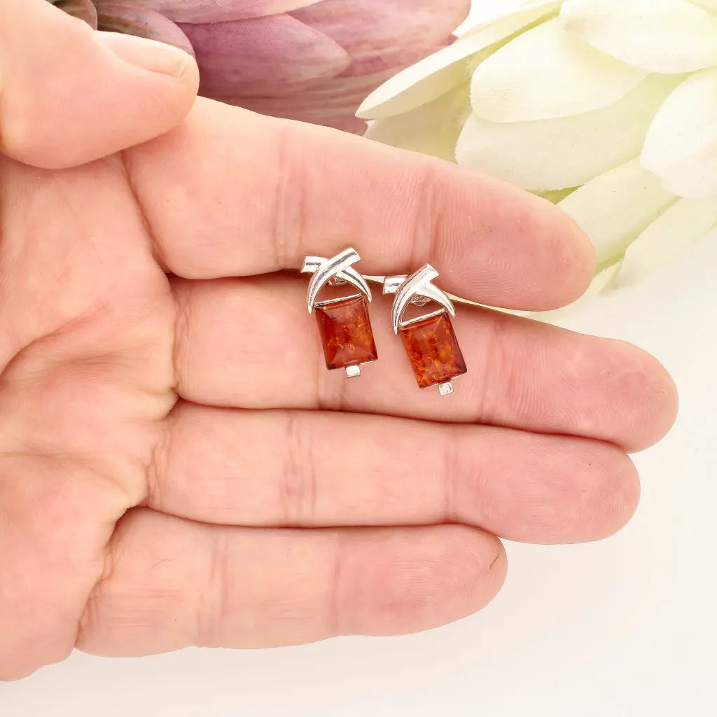 Get your Natural Amber Square Earrings in Sterling Silver online now or in store at Forever Gems in Franschhoek, South Africa