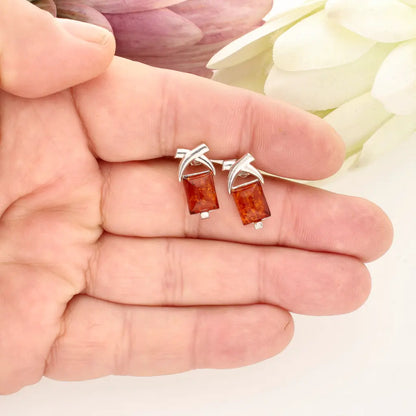 Get your Natural Amber Square Earrings in Sterling Silver online now or in store at Forever Gems in Franschhoek, South Africa