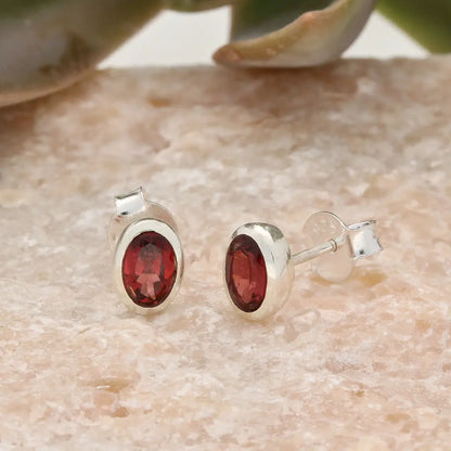 Get your Oval Garnet Sterling Silver Stud Earrings online now or in store at Forever Gems in Franschhoek, South Africa