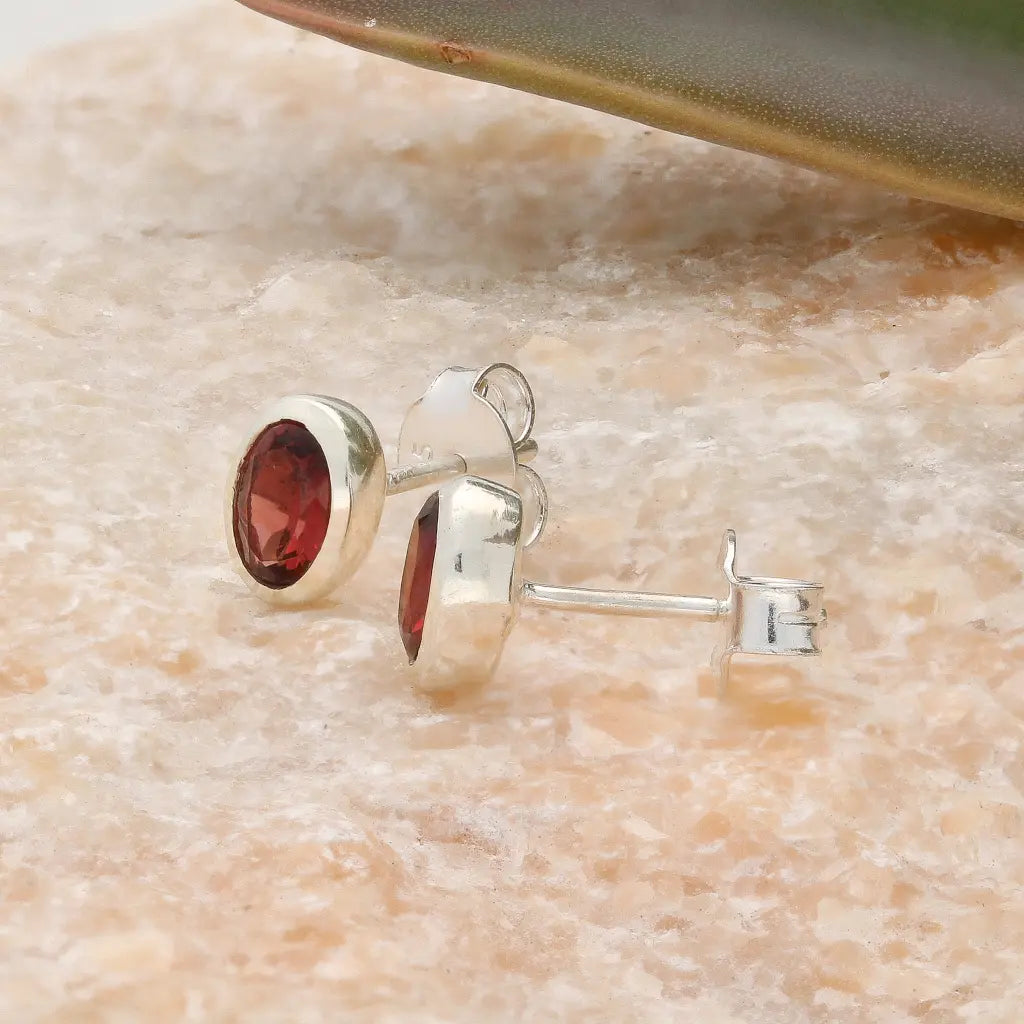 Get your Oval Garnet Sterling Silver Stud Earrings online now or in store at Forever Gems in Franschhoek, South Africa