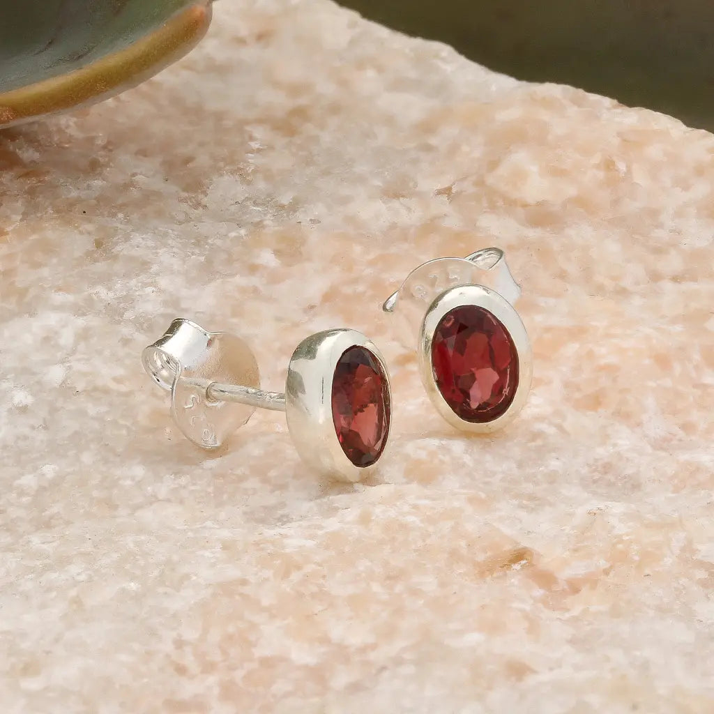 Get your Oval Garnet Sterling Silver Stud Earrings online now or in store at Forever Gems in Franschhoek, South Africa