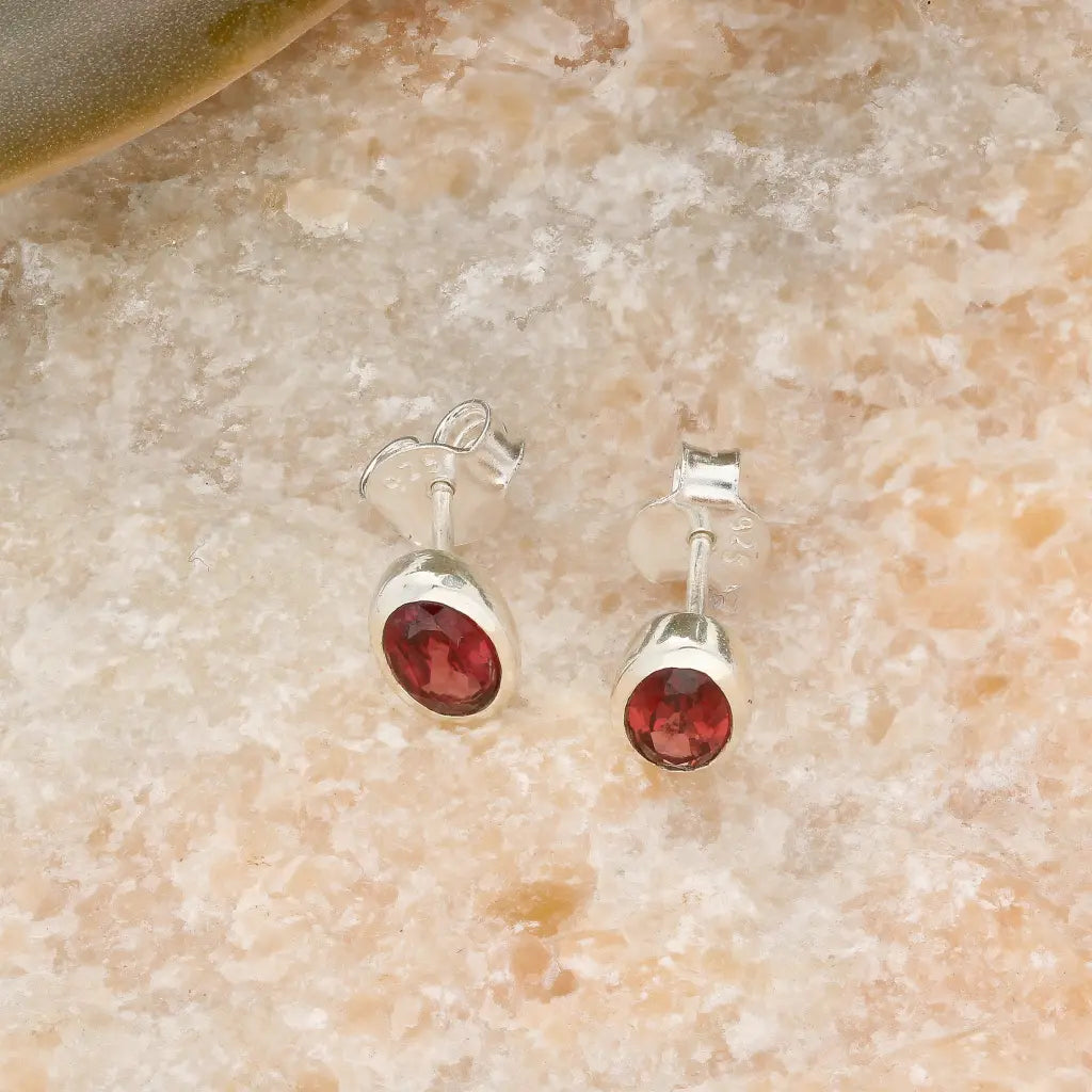 Get your Oval Garnet Sterling Silver Stud Earrings online now or in store at Forever Gems in Franschhoek, South Africa