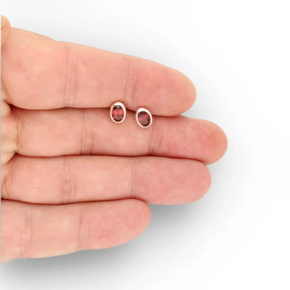 Get your Oval Garnet Sterling Silver Stud Earrings online now or in store at Forever Gems in Franschhoek, South Africa