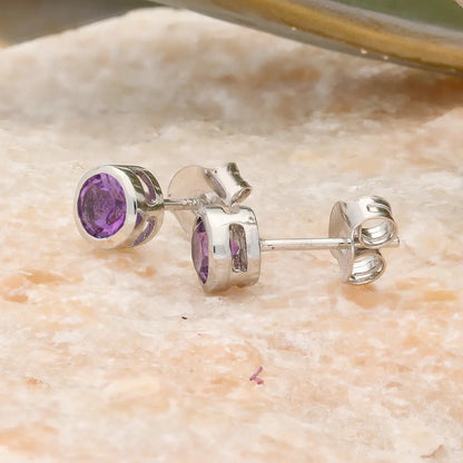 Get your Round Amethyst Sterling Silver Stud Earrings online now or in store at Forever Gems in Franschhoek, South Africa