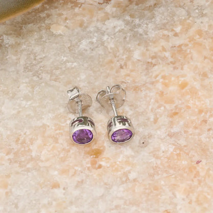 Get your Round Amethyst Sterling Silver Stud Earrings online now or in store at Forever Gems in Franschhoek, South Africa