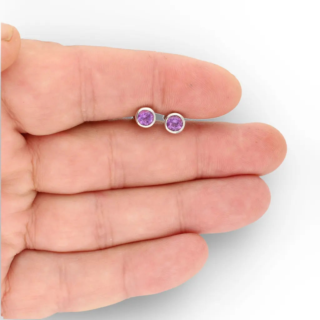 Get your Round Amethyst Sterling Silver Stud Earrings online now or in store at Forever Gems in Franschhoek, South Africa