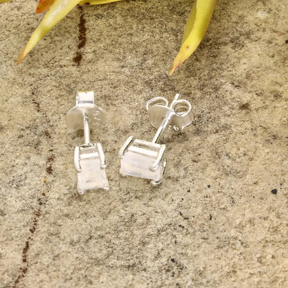 Get your Rainbow Moonstone Rectangle Silver Stud Earrings online now or in store at Forever Gems in Franschhoek, South Africa