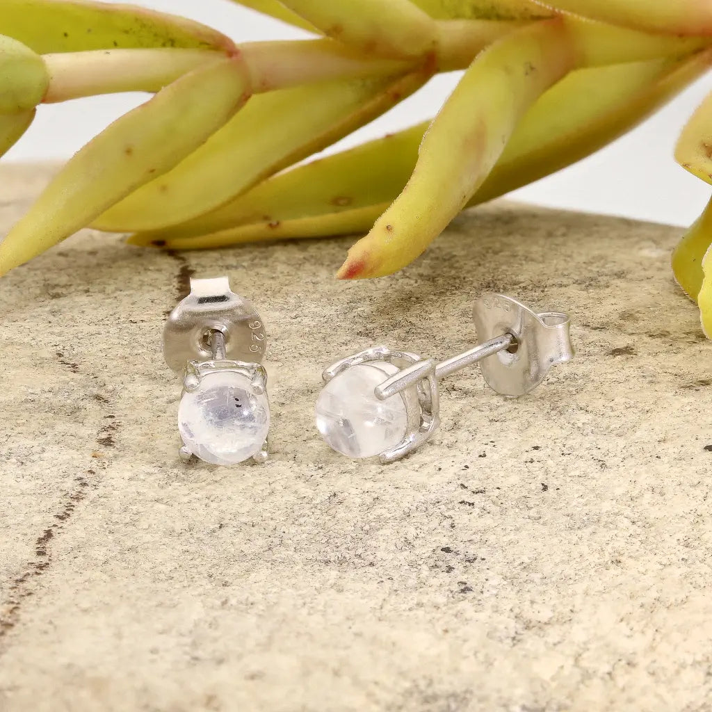 Get your Rainbow Moonstone Round Silver Stud Earrings online now or in store at Forever Gems in Franschhoek, South Africa