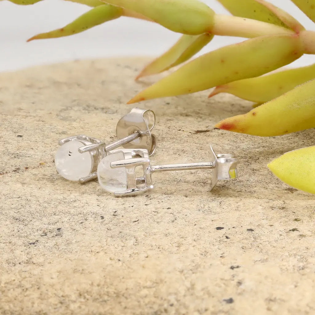 Get your Rainbow Moonstone Round Silver Stud Earrings online now or in store at Forever Gems in Franschhoek, South Africa