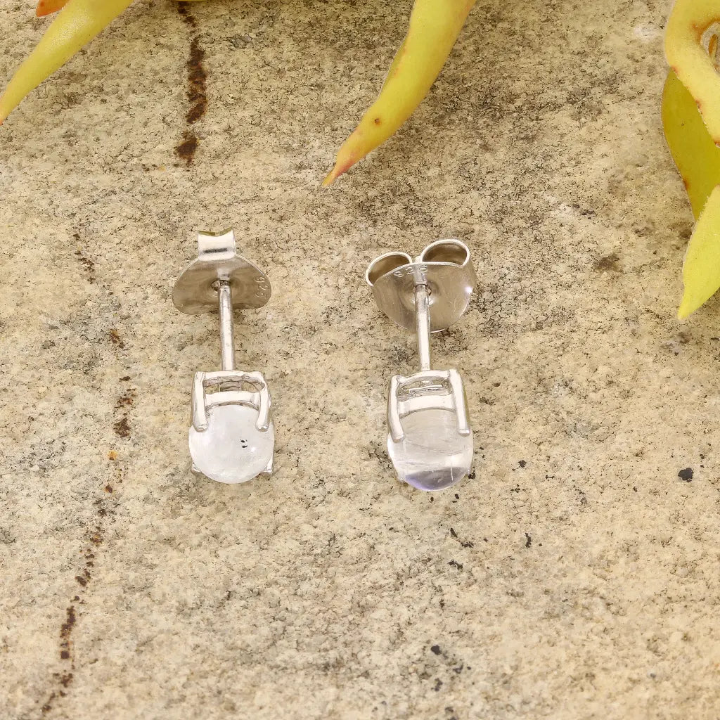 Get your Rainbow Moonstone Round Silver Stud Earrings online now or in store at Forever Gems in Franschhoek, South Africa